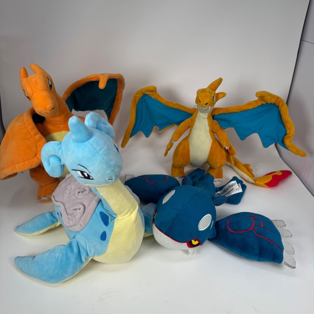 Pokemon Plush Charizard Lapras Kyogre Toys Collector‎ Lot 4 Piece Bundle